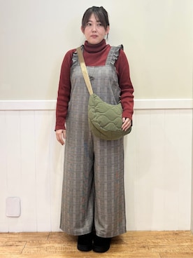 「SHOO・LA・RUE（シューラルー）の【絶妙なゆるピタ/洗濯機可】ちくちくしにくい リブタートルネック やわらかニット【CIRCRIC】（ニット/セーター、レッド系）」を使った、ハチさん（レディース・156cm）の秋コーディネート