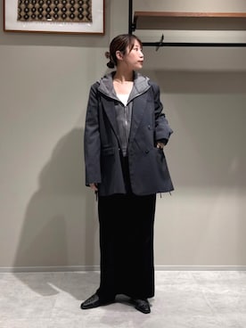 「Ungrid（アングリッド）のアイテム（ネックレス）」を使った、江口麻衣さん（レディース・158cm）の秋コーディネート