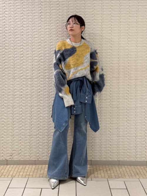 シャギージャカードニット