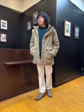 「TAKEO KIKUCHI（タケオキクチ）の【None Of Stress】ストレッチ ダウンブルゾン（ダウンジャケット/コート、ベージュ系）」を使った、moritaさん（メンズ・168cm）の秋コーディネート