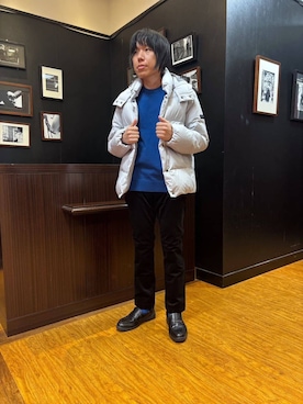 「TAKEO KIKUCHI（タケオキクチ）の【袖取り外し可】デタッチャブル ダウンブルゾン（ダウンジャケット/コート、グレー系）」を使った、moritaさん（メンズ・168cm）の秋コーディネート