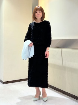 「アイテム（スーツジャケット、グリーン系）」を使った、tsuyuさん（レディース・162cm）の冬コーディネート