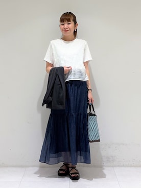 「アイテム（ノーカラージャケット）」を使った、tsuyuさん（レディース・162cm）の夏コーディネート