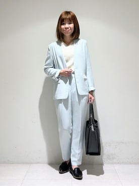 「アイテム（スーツジャケット、グリーン系）」を使った、tsuyuさん（レディース・162cm）の冬コーディネート
