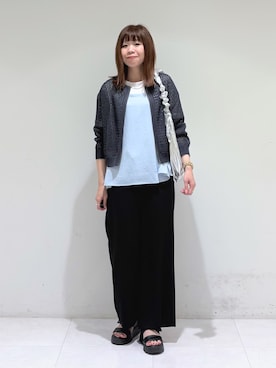 「INDIVI（インディヴィ）の【長さ調整自由】メタルカーブバーネックレス（ネックレス、シルバー系）」を使った、tsuyuさん（レディース・162cm）の春コーディネート