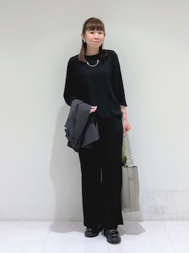 「INDIVI（インディヴィ）の【長さ調整自由】メタルカーブバーネックレス（ネックレス、シルバー系）」を使った、tsuyuさん（レディース・162cm）の春コーディネート