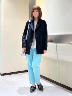 「アイテム（トレンチコート、ブルー系）」を使った、tsuyuさん（レディース・162cm）の冬コーディネート