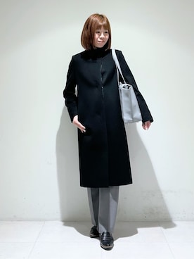 「アイテム（スーツジャケット、グレー系）」を使った、tsuyuさん（レディース・162cm）の冬コーディネート
