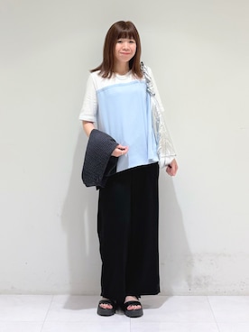 「INDIVI（インディヴィ）の【長さ調整自由】メタルカーブバーネックレス（ネックレス、シルバー系）」を使った、tsuyuさん（レディース・162cm）の春コーディネート