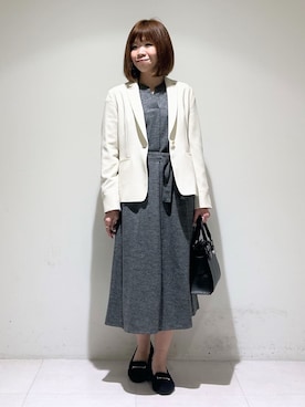 「アイテム（スーツジャケット、ホワイト系）」を使った、tsuyuさん（レディース・162cm）の冬コーディネート