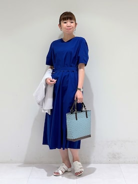 「INDIVI（インディヴィ）の【着る日傘】ハーフスリーブダブルジャケット（テーラードジャケット、グレー系）」を使った、tsuyuさん（レディース・162cm）の春コーディネート