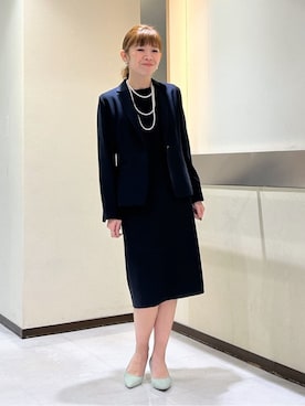「アイテム（スーツジャケット、ブルー系）」を使った、tsuyuさん（レディース・162cm）の冬コーディネート