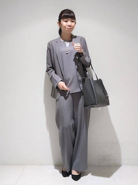 「アイテム（スーツジャケット、グレー系）」を使った、tsuyuさん（レディース・162cm）の春コーディネート