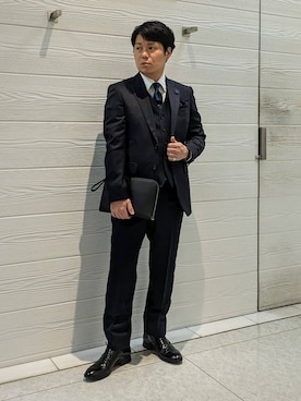 「アイテム（スーツセット、ブルー系）」を使った、かずさん（メンズ・165cm）の冬コーディネート
