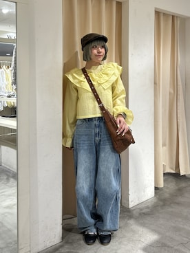 「w closet（ダブルクローゼット）のアイテム（帽子）」を使った、Asakaさん（レディース・157cm）の春コーディネート