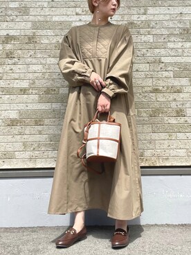 「ITEMS URBANRESEARCH（アイテムズ アーバンリサーチ）のアイテム（シャツワンピース）」を使った、hazukiさん（レディース・155cm）の夏コーディネート
