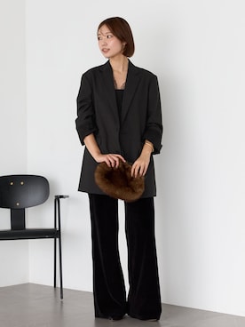 「plage（プラージュ）の《追加》Masculine Oversized ジャケット 2（Tailored jacket、グレー系）」を使った、yuzukiさん（レディース・160cm）の秋コーディネート