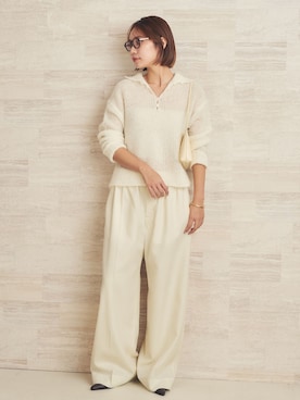 「plage（プラージュ）のuseful trouser パンツ（Trousers、ホワイト系）」を使った、yuzukiさん（レディース・160cm）の秋コーディネート
