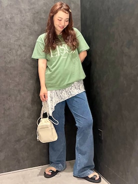 「LEPSIM（レプシィム）のアイテム（デニムパンツ）」を使った、ありぴさん（レディース・155cm）の夏コーディネート