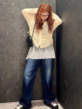 「アイテム（バンダナ/スカーフ、ホワイト系）」を使った、ありぴさん（レディース・155cm）の夏コーディネート