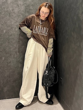 「アイテム（メガネ、グレー系）」を使った、ありぴさん（レディース・155cm）の秋コーディネート