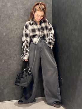 「LEPSIM（レプシィム）のアイテム（デニムパンツ）」を使った、ありぴさん（レディース・155cm）の秋コーディネート