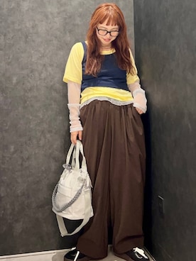 「LEPSIM（レプシィム）のアイテム（その他パンツ）」を使った、ありぴさん（レディース・155cm）の夏コーディネート