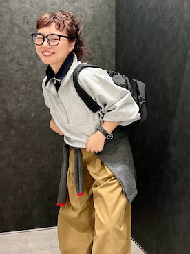 「アイテム（その他パンツ、イエロー系）」を使った、ありぴさん（レディース・155cm）の秋コーディネート