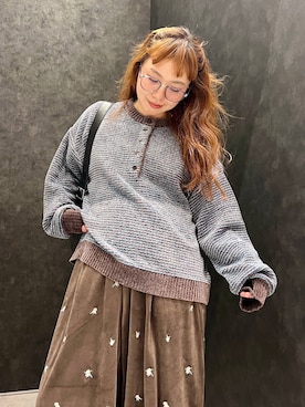 「アイテム（メガネ、グレー系）」を使った、ありぴさん（レディース・155cm）の秋コーディネート