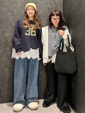 「アイテム（スリッポン、ホワイト系）」を使った、ありぴさん（レディース・155cm）の秋コーディネート
