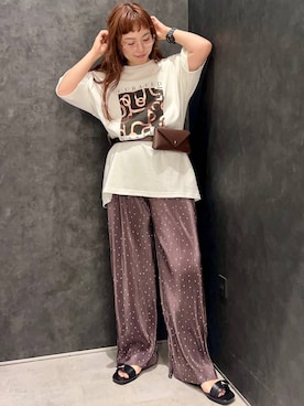 「アイテム（マタニティウェア/グッズ、ブラウン系）」を使った、ありぴさん（レディース・155cm）の夏コーディネート