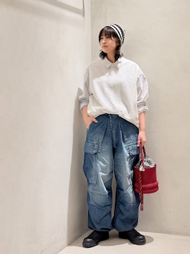 「JOURNAL STANDARD LUXE（ジャーナルスタンダード　ラックス）のハイカウントタイプライターPlainシャツ（シャツ/ブラウス、ホワイト系）」を使った、ATさん（レディース・155cm）の春コーディネート
