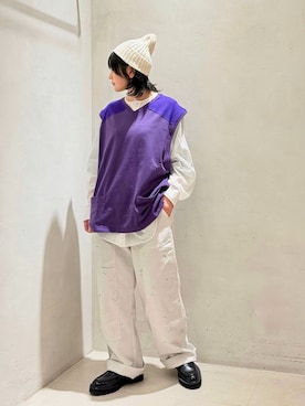 「JOURNAL STANDARD LUXE（ジャーナルスタンダード　ラックス）の【VAS-Y LENTEMENT】CREW-NECK OVERSIZED SHIRT（シャツ/ブラウス、ホワイト系）」を使った、ATさん（レディース・155cm）の春コーディネート