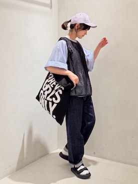 「JOURNAL STANDARD LUXE（ジャーナルスタンダード　ラックス）のCOTTON RIB SOCKS（ソックス/靴下、ホワイト系）」を使った、ATさん（レディース・155cm）の夏コーディネート