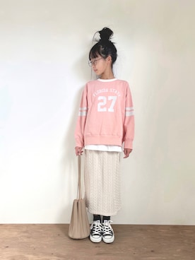 「CIAOPANIC TYPY（チャオパニックティピー）のアイテム（スウェット）」を使った、yuyuemさん（キッズ・148cm）の冬コーディネート