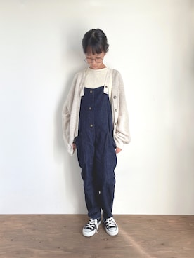 「CIAOPANIC TYPY（チャオパニックティピー）のアイテム（オールインワン・サロペット）」を使った、yuyuemさん（キッズ・145cm）の秋コーディネート