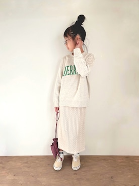 「CIAOPANIC TYPY（チャオパニックティピー）のアイテム（スウェット）」を使った、yuyuemさん（キッズ・148cm）の冬コーディネート