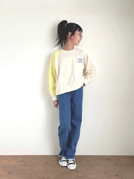 「CIAOPANIC TYPY（チャオパニックティピー）のアイテム（パンツ）」を使った、yuyuemさん（キッズ・148cm）の冬コーディネート