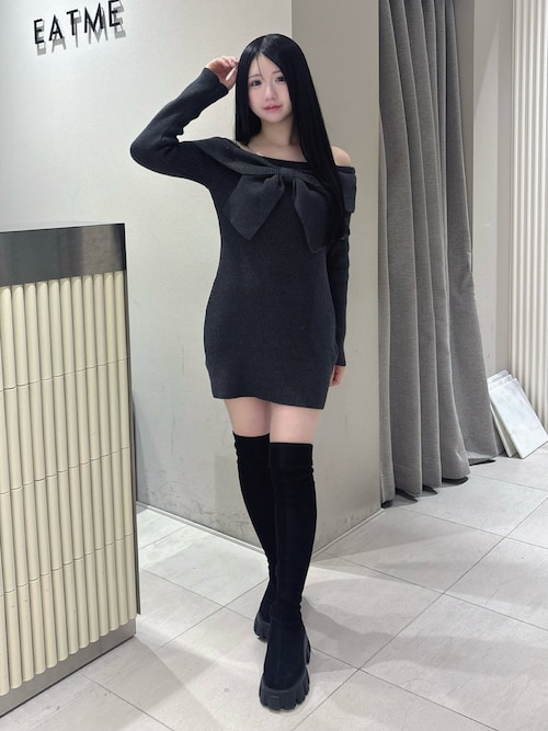 フロントリボンタイトワンピース