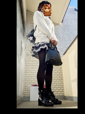 「アイテム（キャスケット）」を使った、美桜さん（レディース・148cm）の冬コーディネート