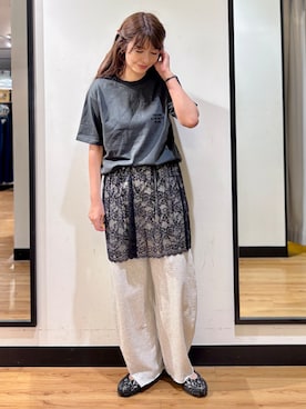 「Right-on（ライトオン）のスウェットコクーンパンツ（その他パンツ、グレー系）」を使った、yukinoさんの夏コーディネート