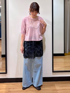 「HONEYSUCKLE ROSE（ハニーサックルローズ）のレースレイヤードスカート（その他、ブラック系）」を使った、yukinoさんの夏コーディネート