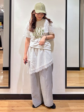 「BACK NUMBER（バックナンバー）のアイテム（キャップ）」を使った、yukinoさん（レディース・166cm）の夏コーディネート