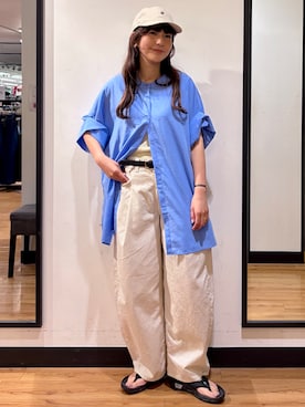 「Right-on（ライトオン）のアイテム（帽子）」を使った、池元ゆき乃さん（レディース・166cm）の夏コーディネート