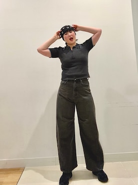「SENSE OF PLACE by URBAN RESEARCH(センスオブプレイスバイアーバンリサーチ)のカーブデニム(デニムパンツ、グレー系)」を使った、あーちゃんさん(レディース・170cm)の夏コーディネート