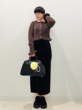 「アイテム（ボストンバッグ）」を使った、あーちゃんさん（レディース・170cm）の秋コーディネート