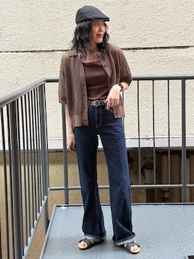 「Levi's（リーバイス）のミッディルーズブーツ（デニムパンツ、ブルー系）」を使った、MIKAさんの春コーディネート