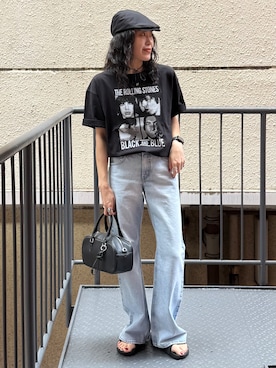 「Levi's（リーバイス）のLevi's(リーバイス)ミッディルーズブーツ（デニムパンツ、ブルー系）」を使った、MIKAさんの夏コーディネート