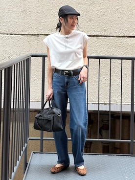 「Levi's（リーバイス）のLevi's(リーバイス)９４バギーＣＯＯＬ（デニムパンツ、ブルー系）」を使った、MIKAさん（レディース・159cm）の夏コーディネート