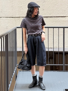 「SOMETHING（サムシング）のアイテム（パンツ）」を使った、MIKAさん（レディース・159cm）の夏コーディネート
